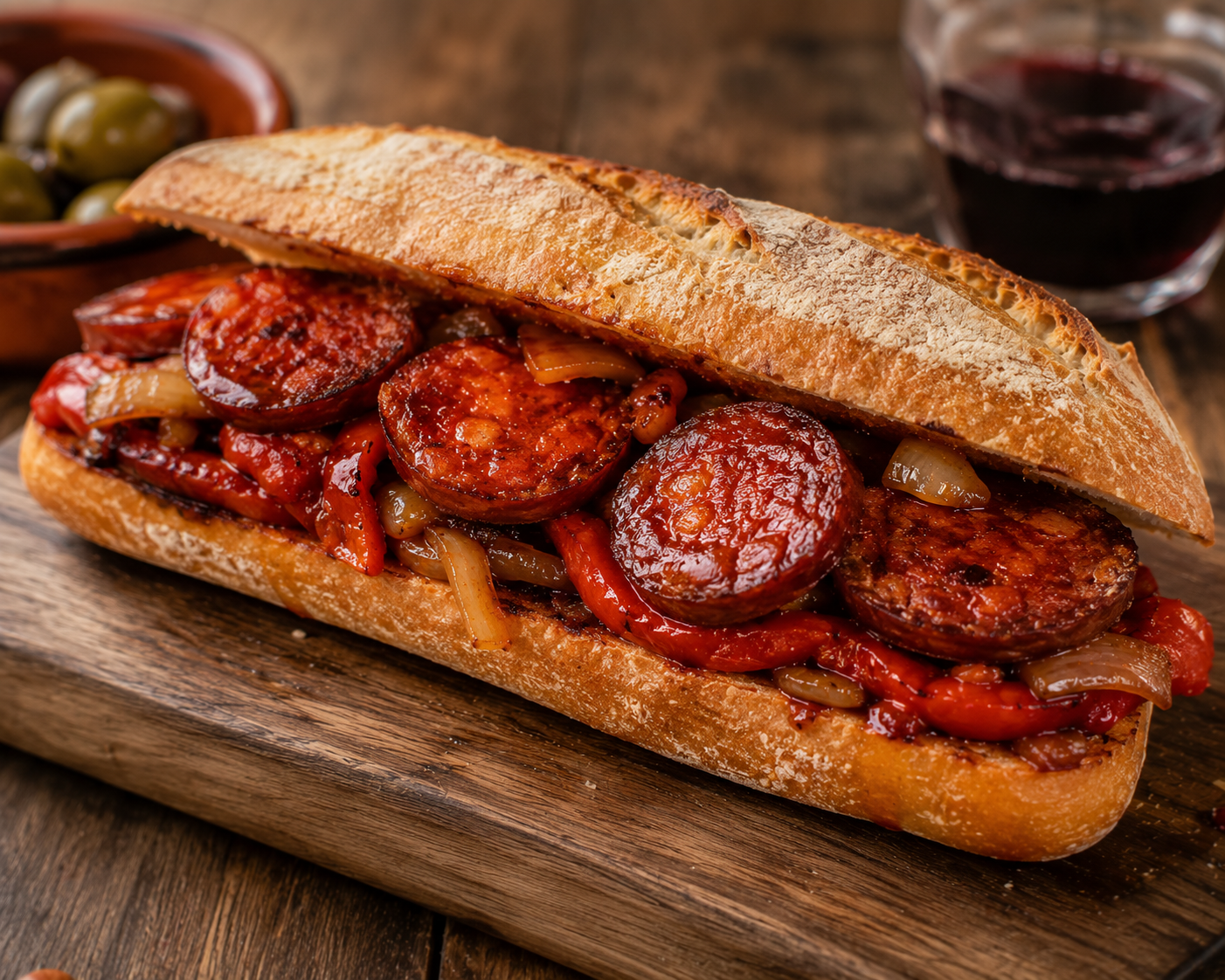 Sandwich chorizo poivron grillé