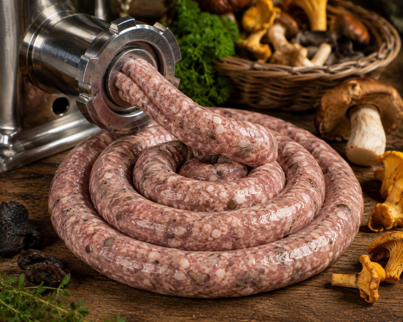 Saucisses aux champignons forestiers