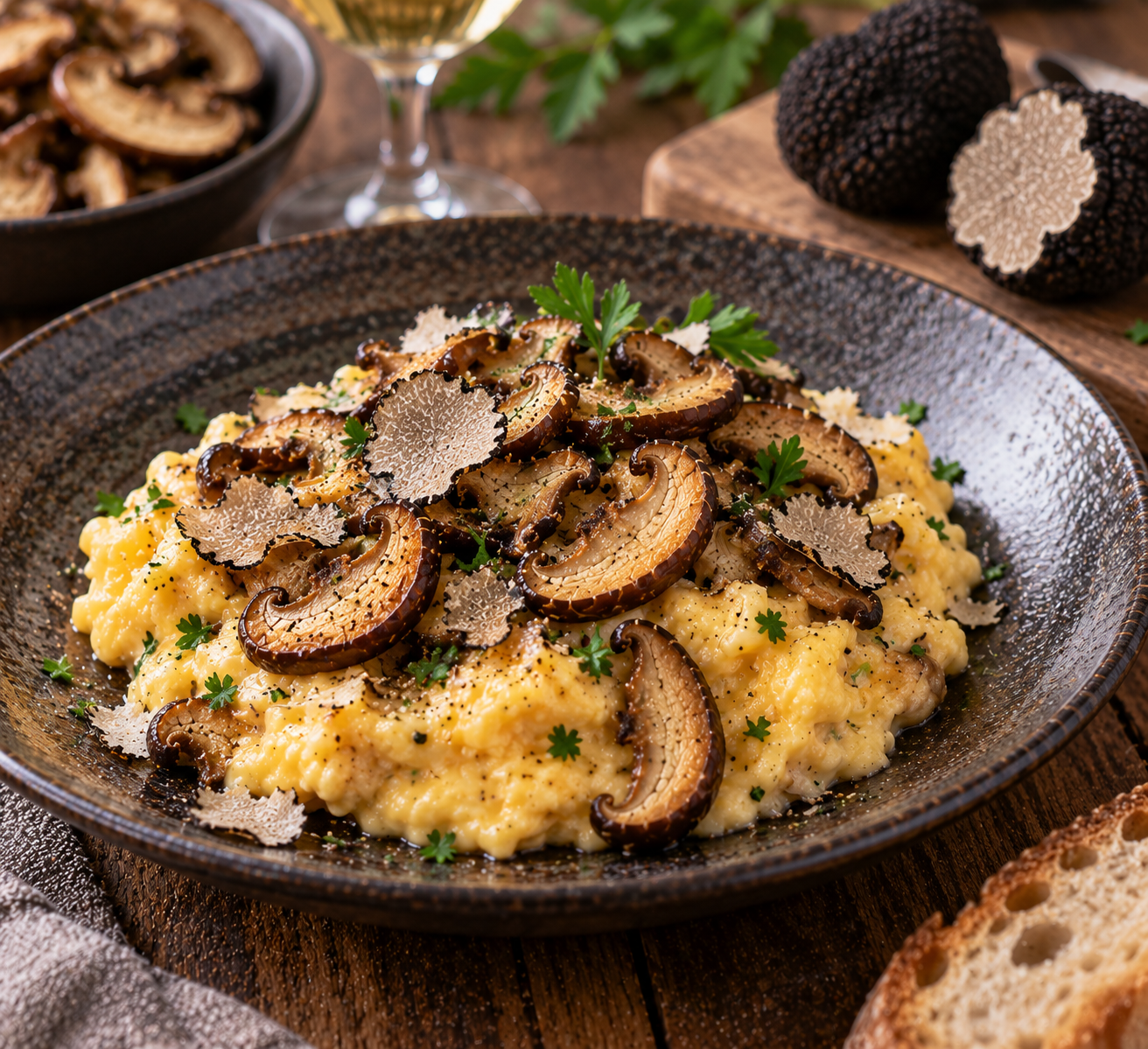 Brouillade de shiitakes truffés