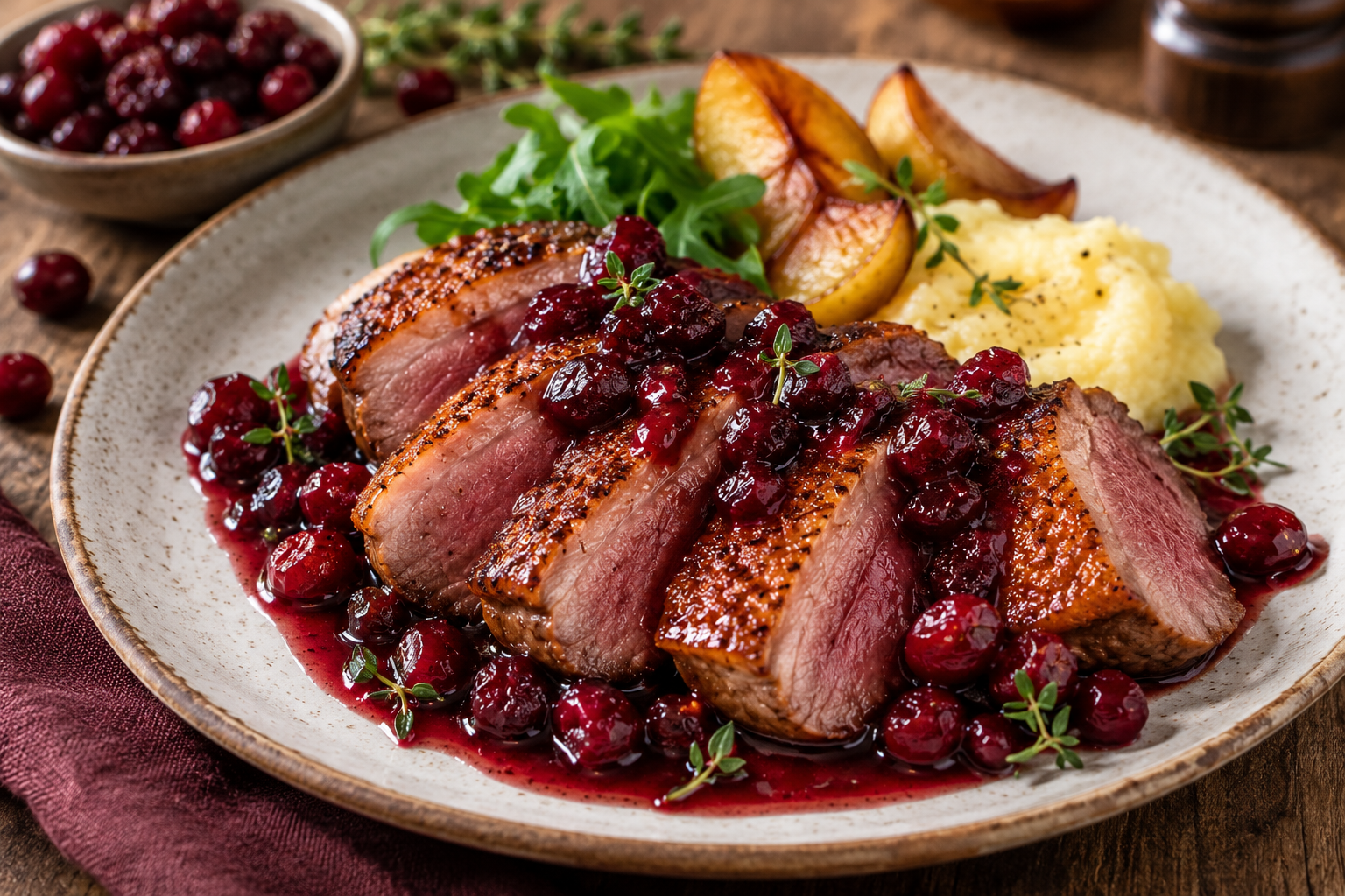 Magret de canard aux cranberries