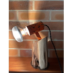 Lampe Upcyclée surcyclée Spot Orange sur socle bois (15)