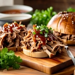 Pulled pork porc effiloché burger