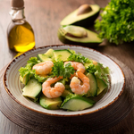 Salade de crevette à lhuile dolive au kalamansi