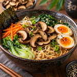 Ramen au chips crispy de shiitakes au wasabi