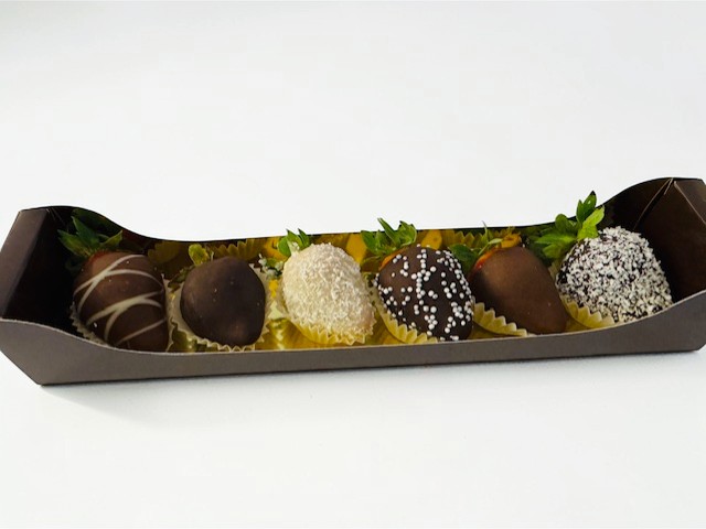Réglette de 6 Fraises en chocolat