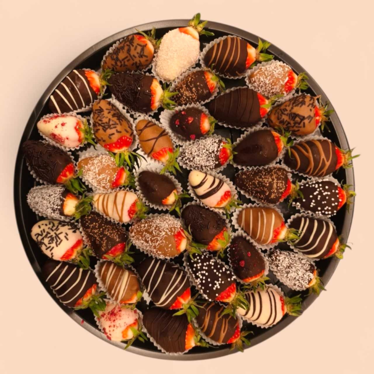 Plateau de 40 fraises en chocolat