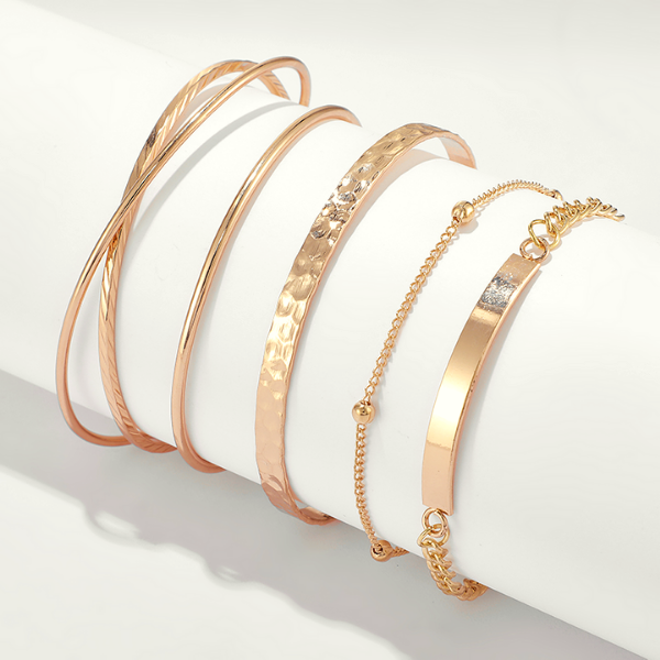 bracelet jonc multiple 5 pièces rose gold fantaisie pas cher la selection parisienne 2