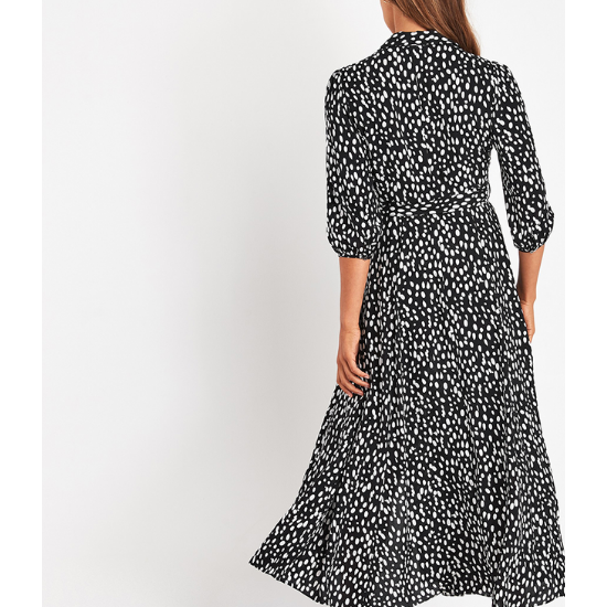 robe longue imprimée noir et blanc automne 2020 femme 1
