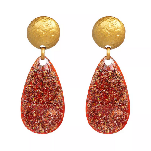 boucles doreilles fantaisies acrylique pierre rouge cadeau femme en ligne la selection parisienne