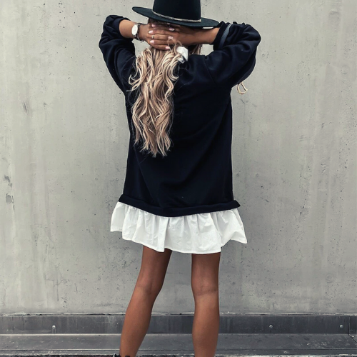 mini robe chemise pull noire et blanche originale femme hiver 2020 en ligne pas chere la selection parisienne eshop