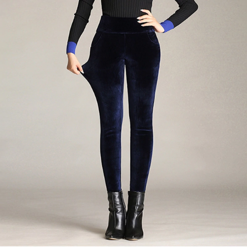 legging velours bleu pantalon femme tendance confortable en ligne 5
