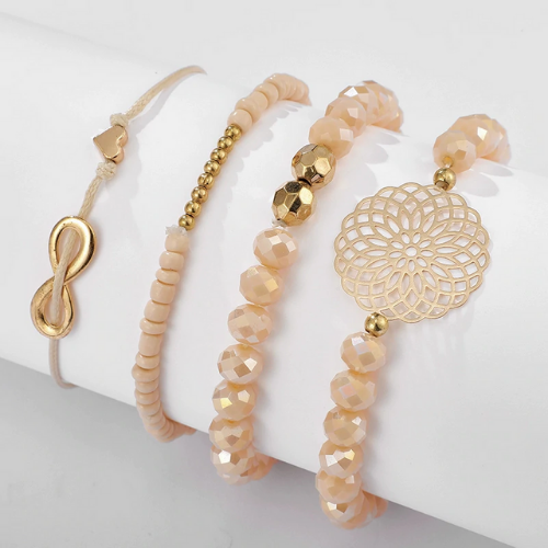 ensemble bracelets fantaisie rose doré perle femme bijoux tendance en ligne pas cher parisienne