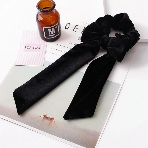 chouchie chouchou foulard noeud velours cotelé coloré accessoire cheveux tendance original paris noir pas cher