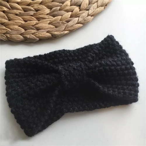 headband laine noir hiver bandeau cheveux accessoire coiffure tendance vintage original