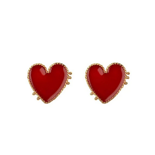 boucles doreilles fantaisie coeur rouge pour femme cadeau tendance pas cher bijoux