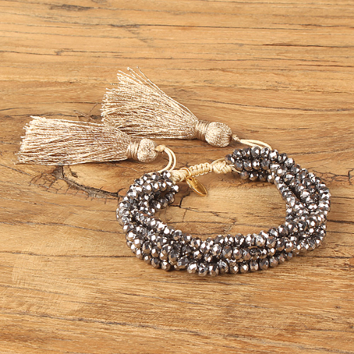 bracelet pompon bijou fantaisie tendance cadeau femme rose gris tendance
