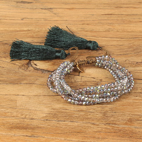bracelet pompon joli bijou fantaisie tendance cadeau femme gris