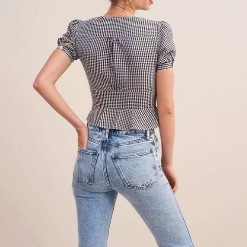 blouse imprimée vichy carreaux tendance femme printemps été 2021