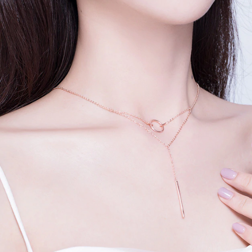 collier long sautoir pendentif argent 925 plaqué or rose idée cadeau femme chic élégant pas cher en ligne