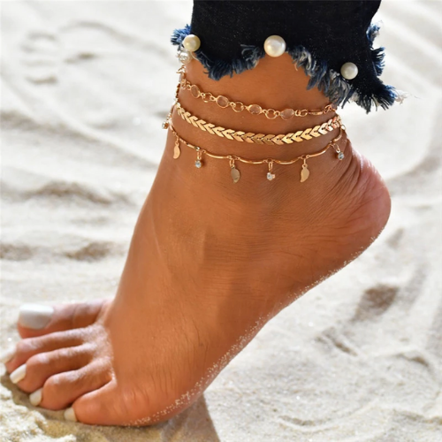 bracelets de cheville dorés bijou fantaisie femme en ligne printemps été cadeau pas cher 12