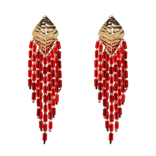 boucles doreilles fantaisies rouges pendantes originales chic femme en ligne pas chères