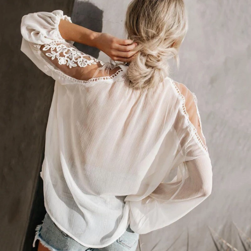 blouse blanche dentelle oversize femme vêtement printemps été 2021