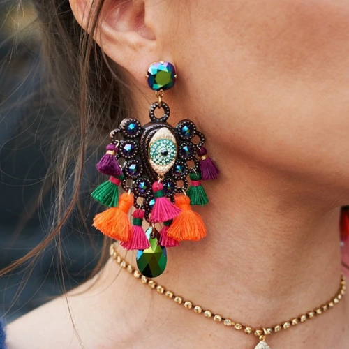 boucles d'oreilles fantaisies pendantes colorées tendance femme