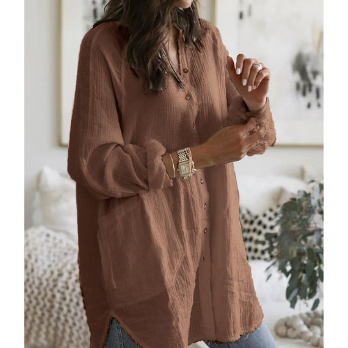 chemise oversize camel en gare de coton mode femme la selection parisienne