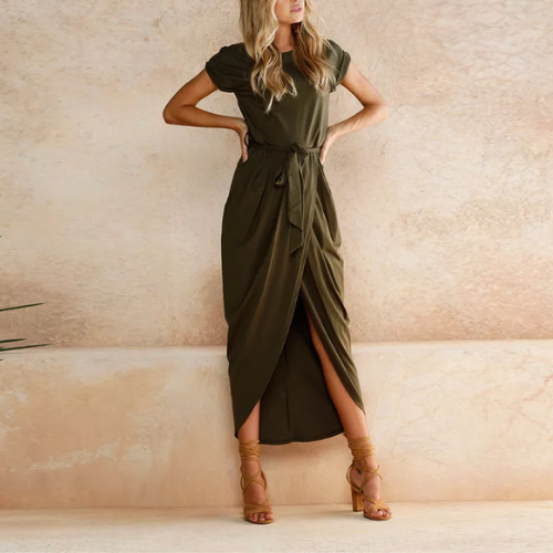 robe longue kaki femme casual chic mode printemps été 2021 boutique en ligne