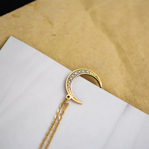 collier lune laiton doré cadeau chic bijou femme
