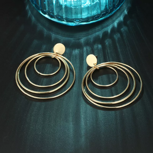 boucles doreilles pendantes dorées rondes rétro bijoux femme en ligne