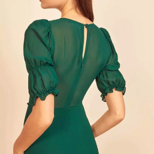 robe chic verte femme cocktail soirée événement tendance