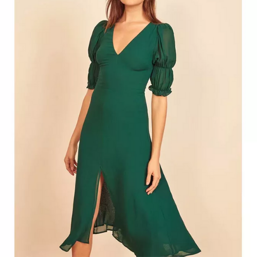 robe chic verte femme cocktail soirée événement