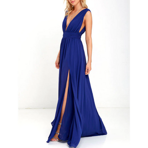 robe bleu marine longue chic pour occasion femme