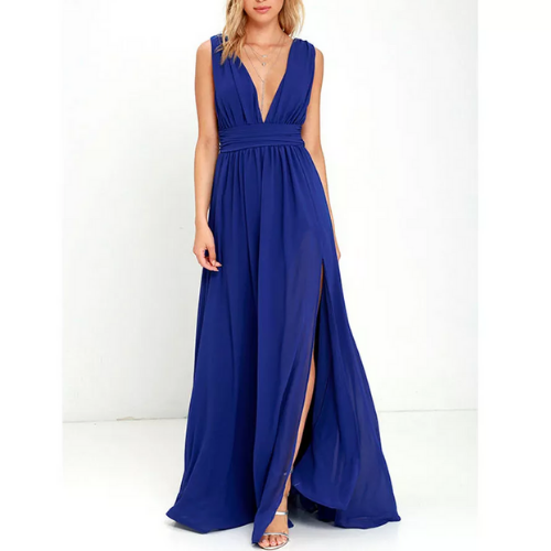 robe bleu marine longue pour occasion femme