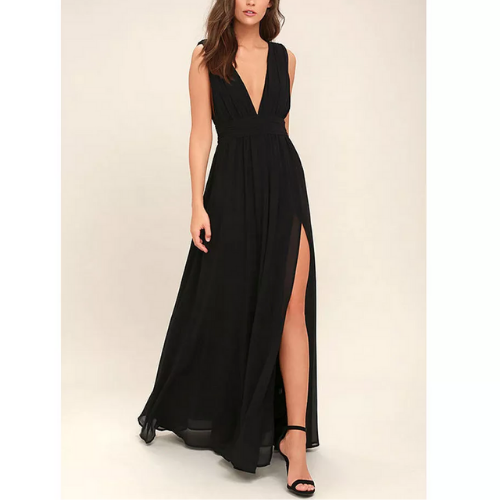 robe noire longue pour occasion femme