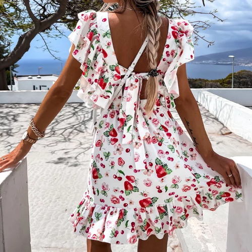 robe courte imprimée fleurie femme chic plage