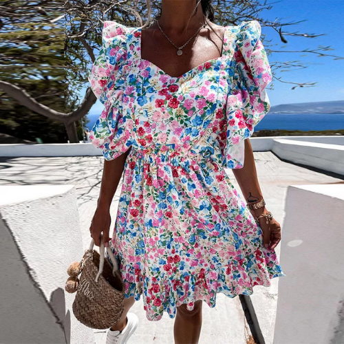 robe courte imprimée fleurie femme eshop