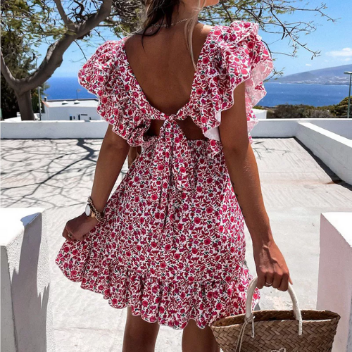 robe courte imprimée fleurie femme tendance