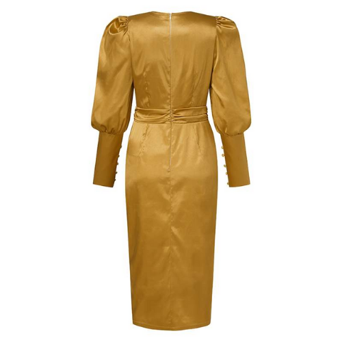 robe jaune satin femme occasion invitée la selection parisienne