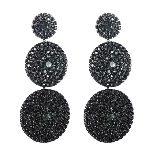 boucles doreilles noir strass zircon pendantes rondes géométriques eshop la selection parisienne bijoux fantaisie