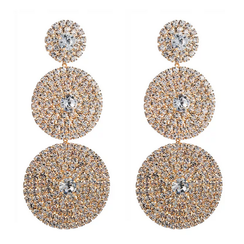 boucles doreilles or strass zircon pendantes rondes géométriques la selection parisienne