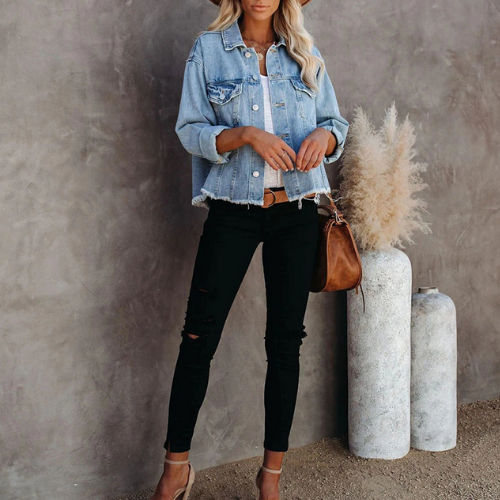 veste en jean bleu clair femme mode en ligne