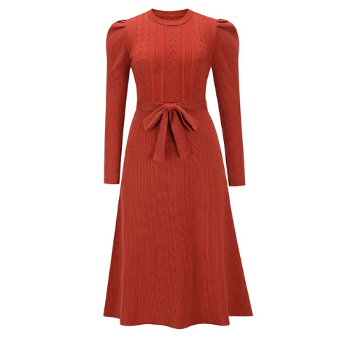 robe en laine midi rouge mode femme