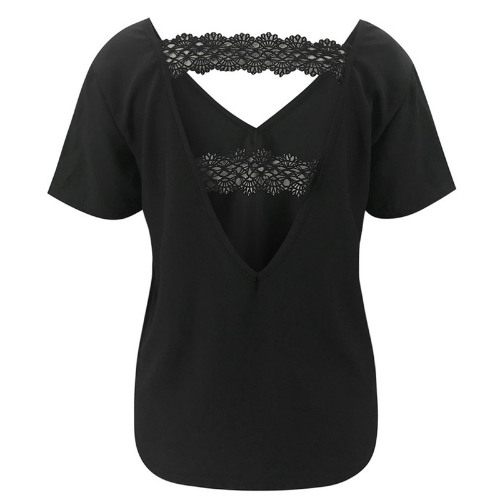 blouse noire dentelle à manches courtes femme mode en ligne