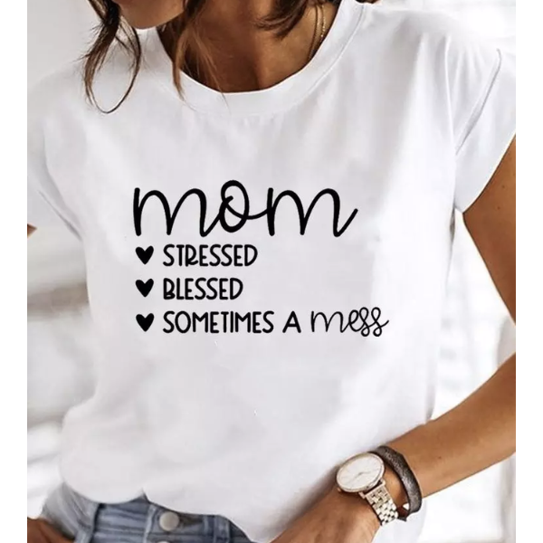 T-shirt blanc maman love imprimé