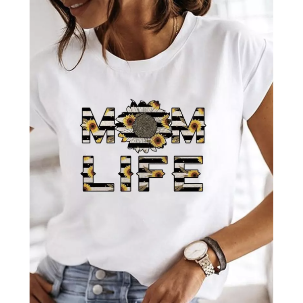 T-shirt blanc maman love mom life