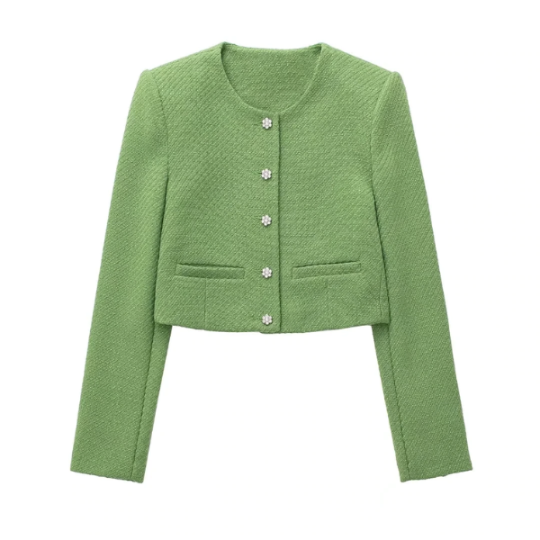 tailleur veste short tweed vert femme mode rentrée 2022