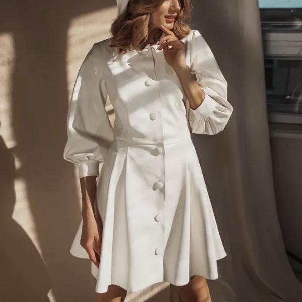 robe tendance cuir pu blanc femme automne hiver 2022