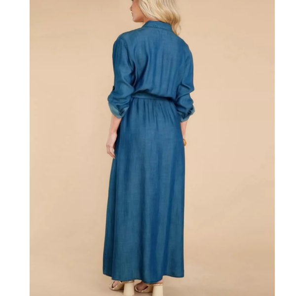 robe longue en jean bleu femme denim